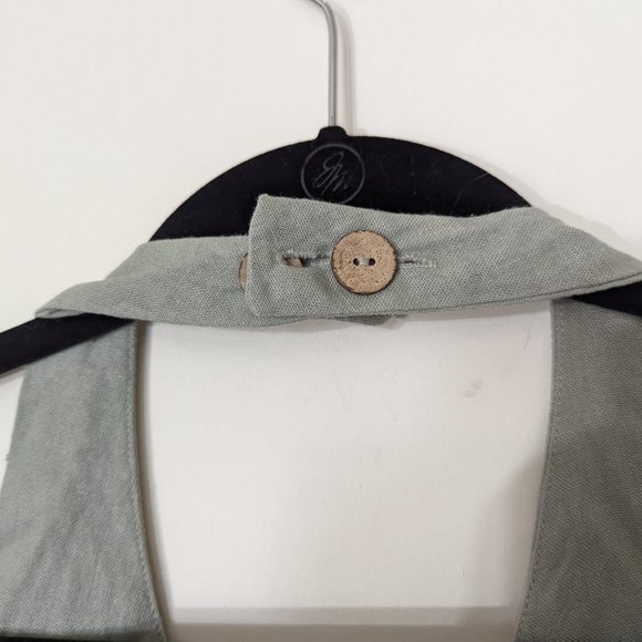 Gentle Sage Green Linen Halter Jumpsuit - size 5 / small - Picture 5 of 9